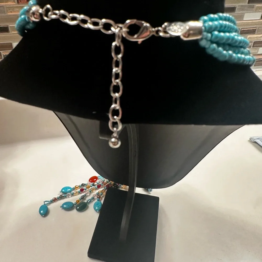 Joan Rivers Turquoise Beaded Necklace with Floral Pendant - Picture 6 of 7